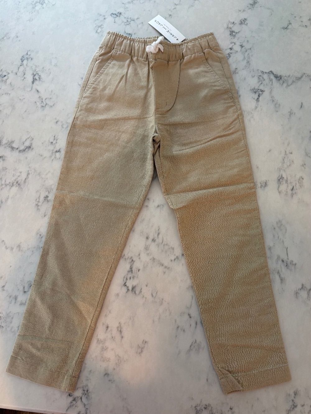 NWT Janie and Jack Boys Tan Linen Pull On Pants